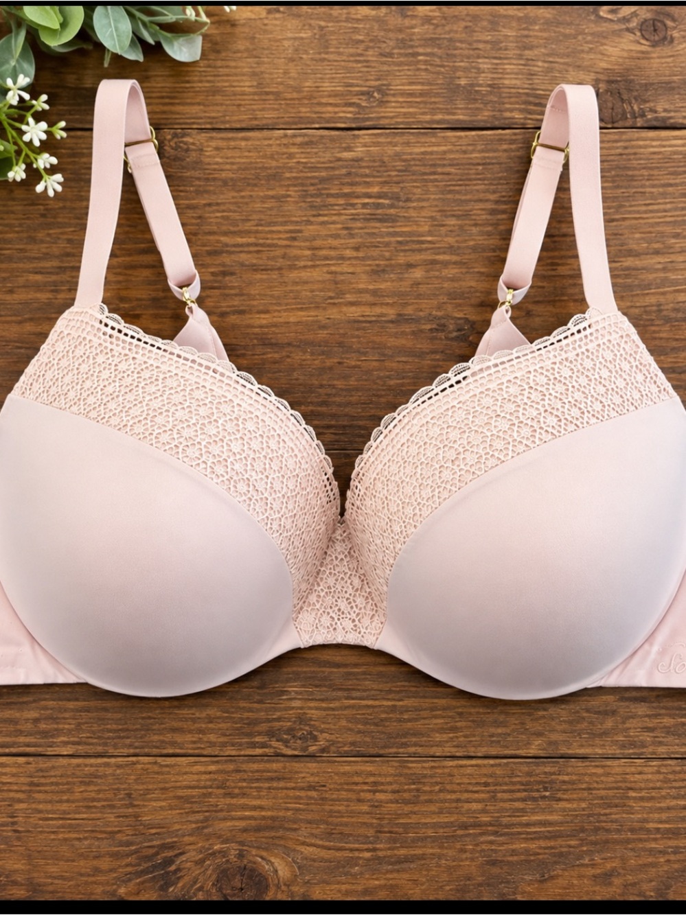 Victoria's Secret Blush Pink Lace-Trim T-Shirt Bra